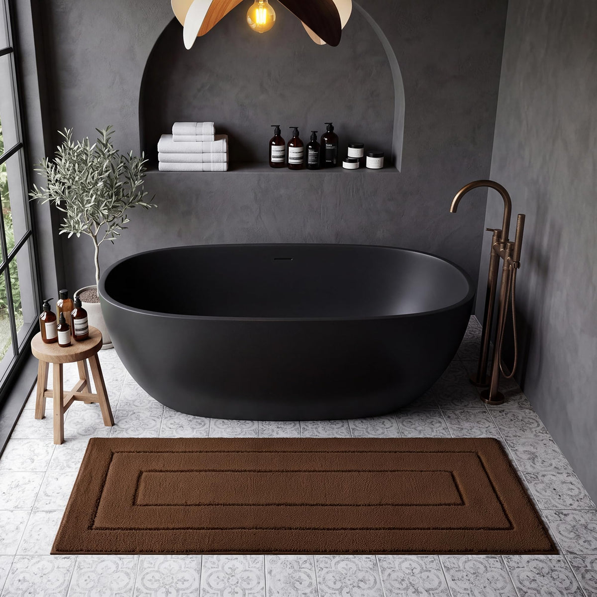 GRANNY SAYS Blue Bathroom Rug 16" x 24", Non-Slip Microfiber Bath Mat