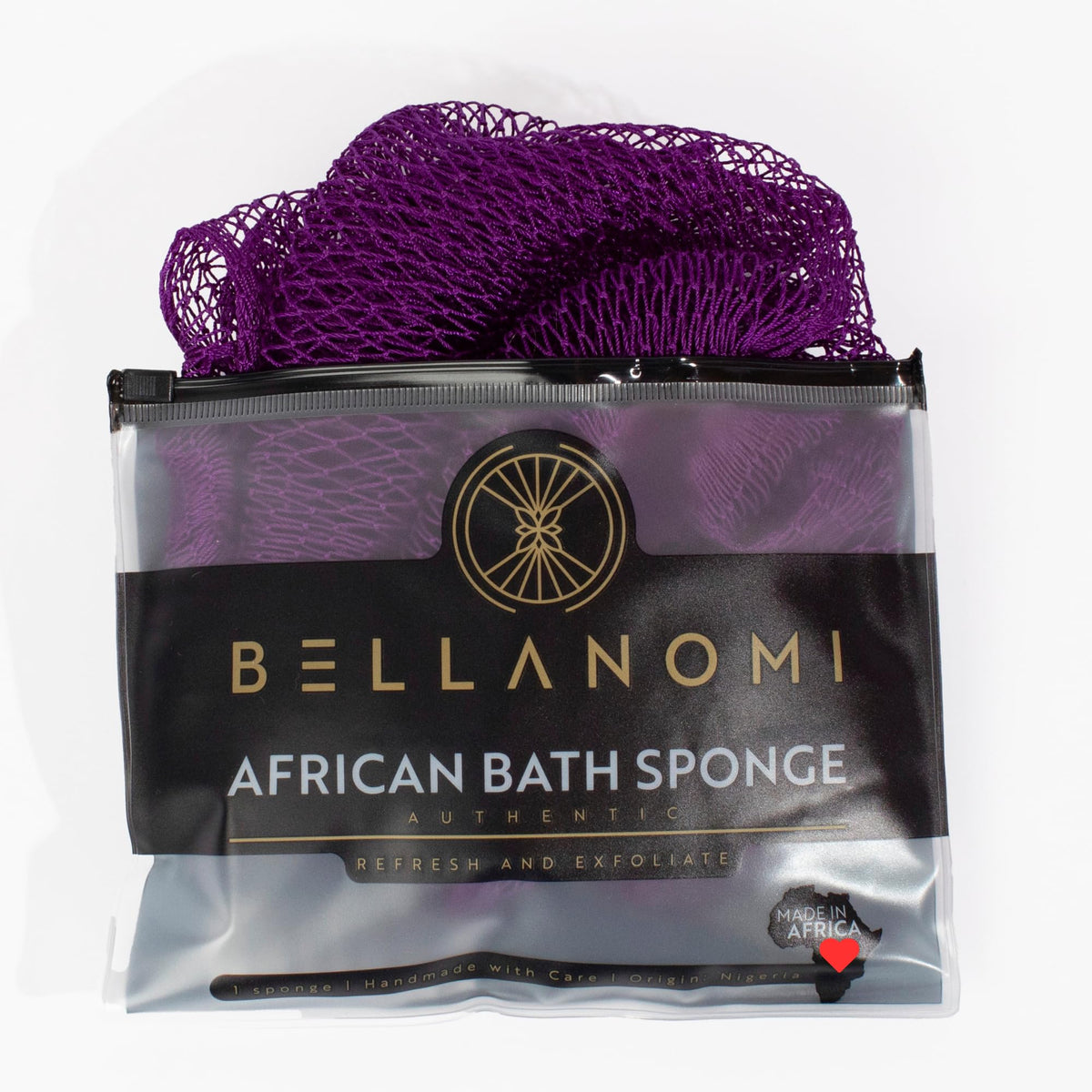 BELLANOMI African Exfoliating Net Sponge, Authentic, Ethically sourced from Nigeria, 45 inches Long, Back Scrubber for Daily use (Emerald Green)