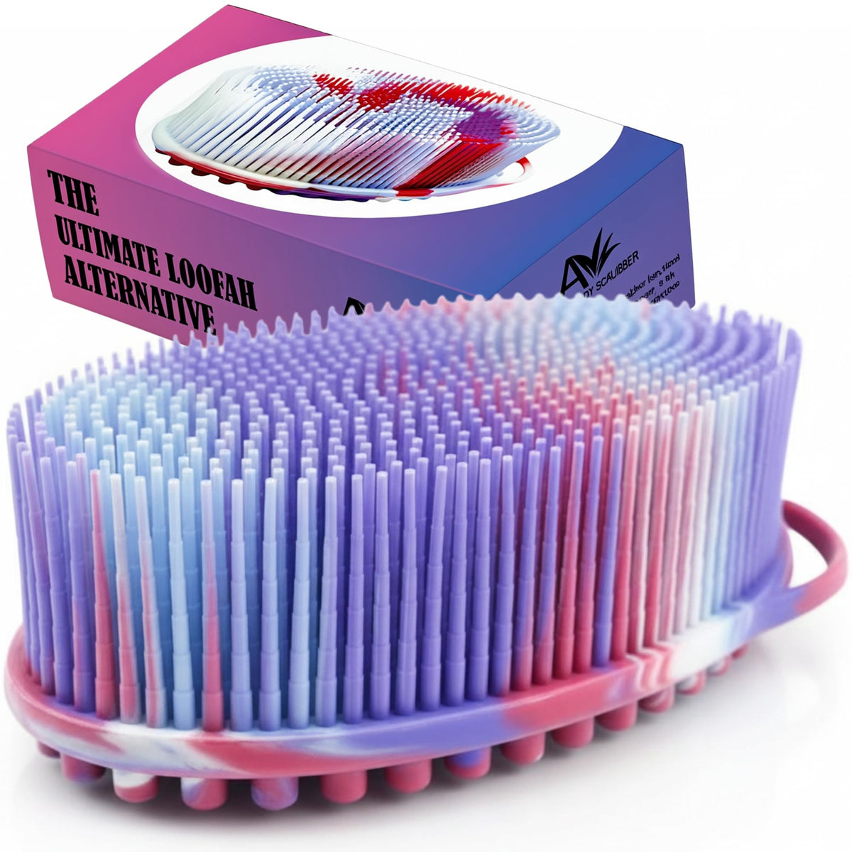 Avilana Premium Silicone Body Scrubber - Trusted Since 2017 - SGS Certified Food Grade Dual Sided Bath Brush, Quick-Dry Exfoliating Loofah Alternative, Massage Brush Sensitive Skin Women Men