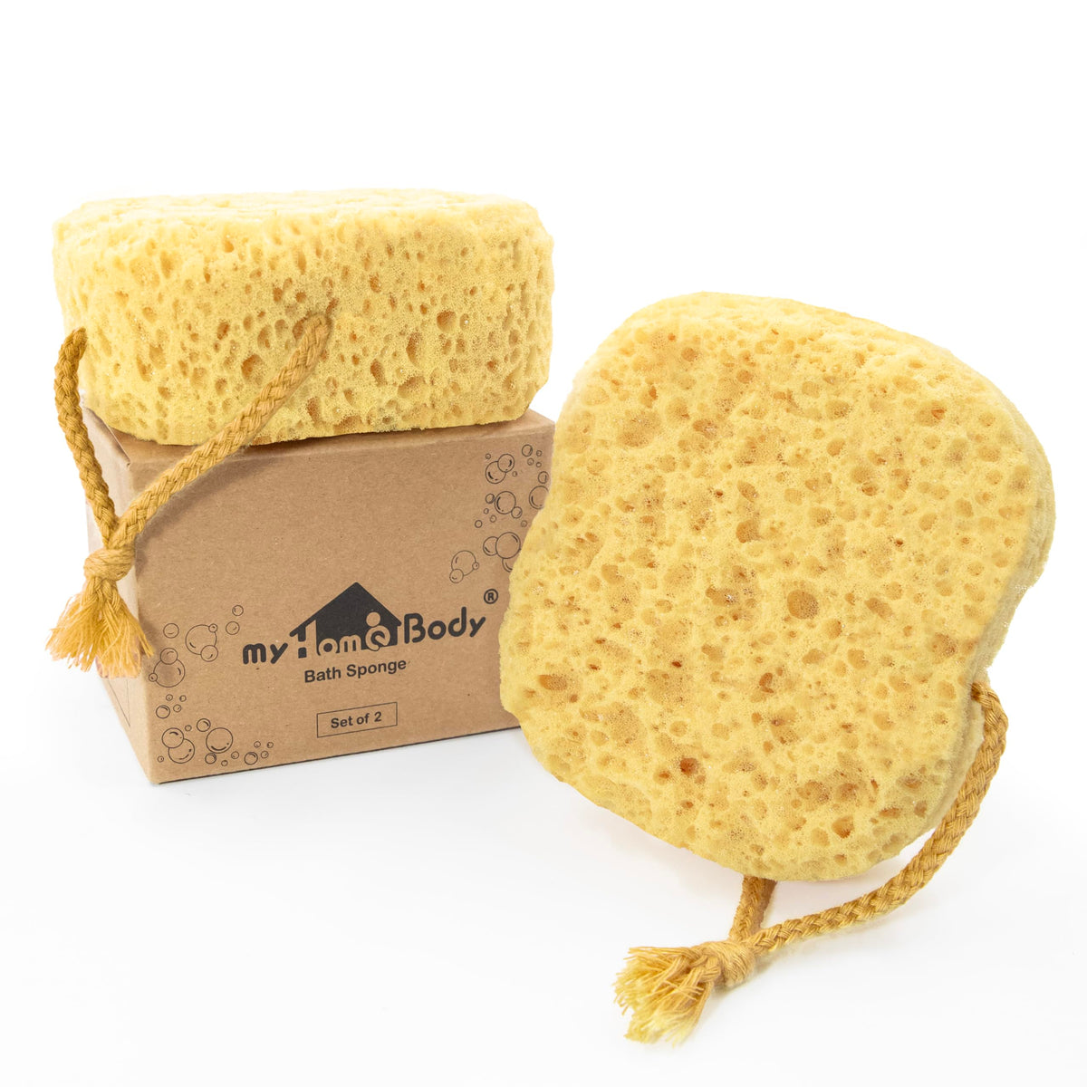myHomeBody Bath Sponge, Foam Loofah, Shower Sponge for Body, Curvy, 2 Pack
