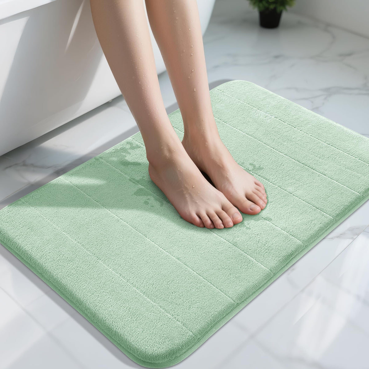 Yimobra Memory Foam Bath Mat, Super Soft Absorbent Bathroom Rug Non Slip 31.5x20 Inch, Quick Dry, Machine Washable Floor Carpet for Tub Shower, Home Decor Accessories, Beige