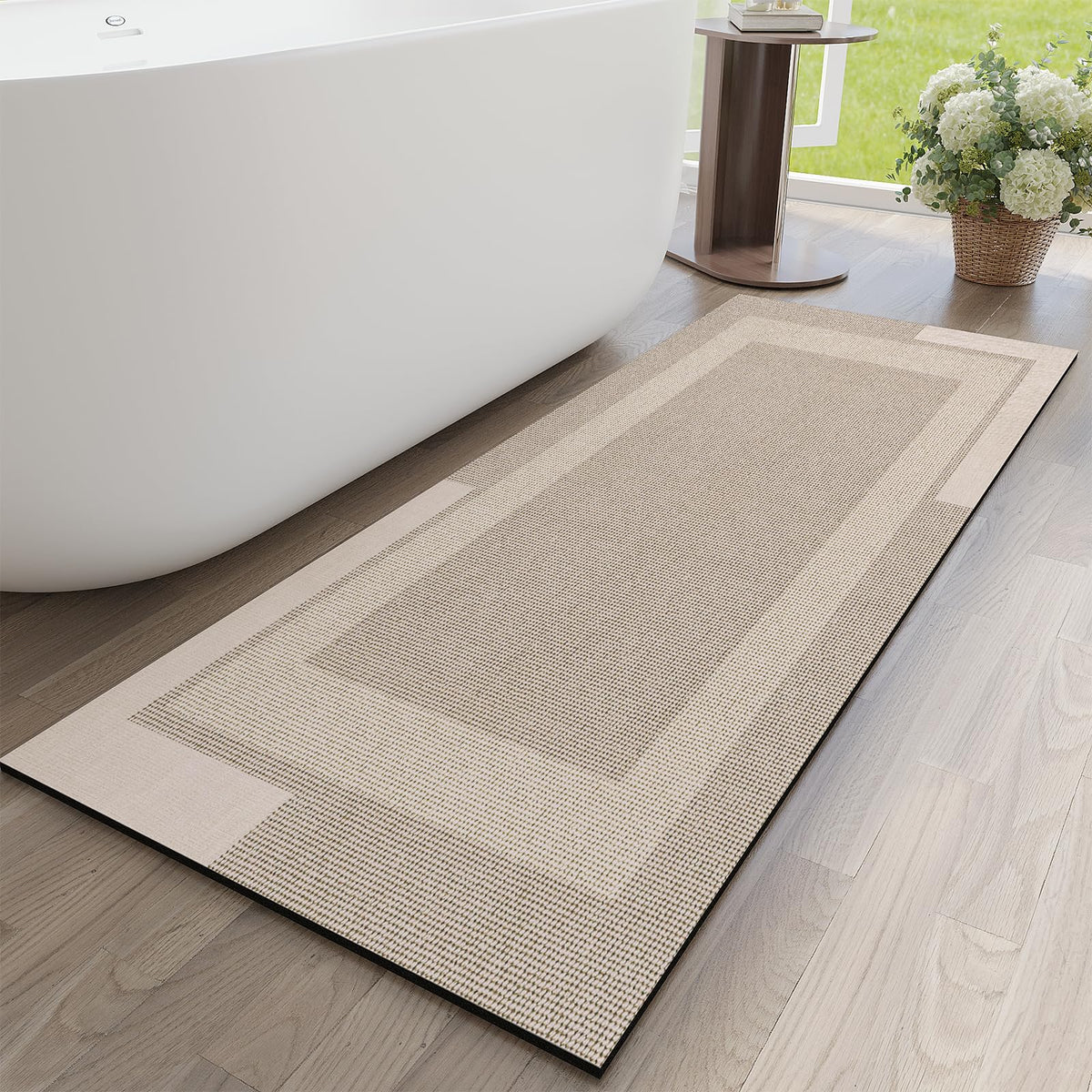 YDKGL Non Slip Bath Mat Thin Bathroom Rugs Fit Under Door Grey 16"x 24"