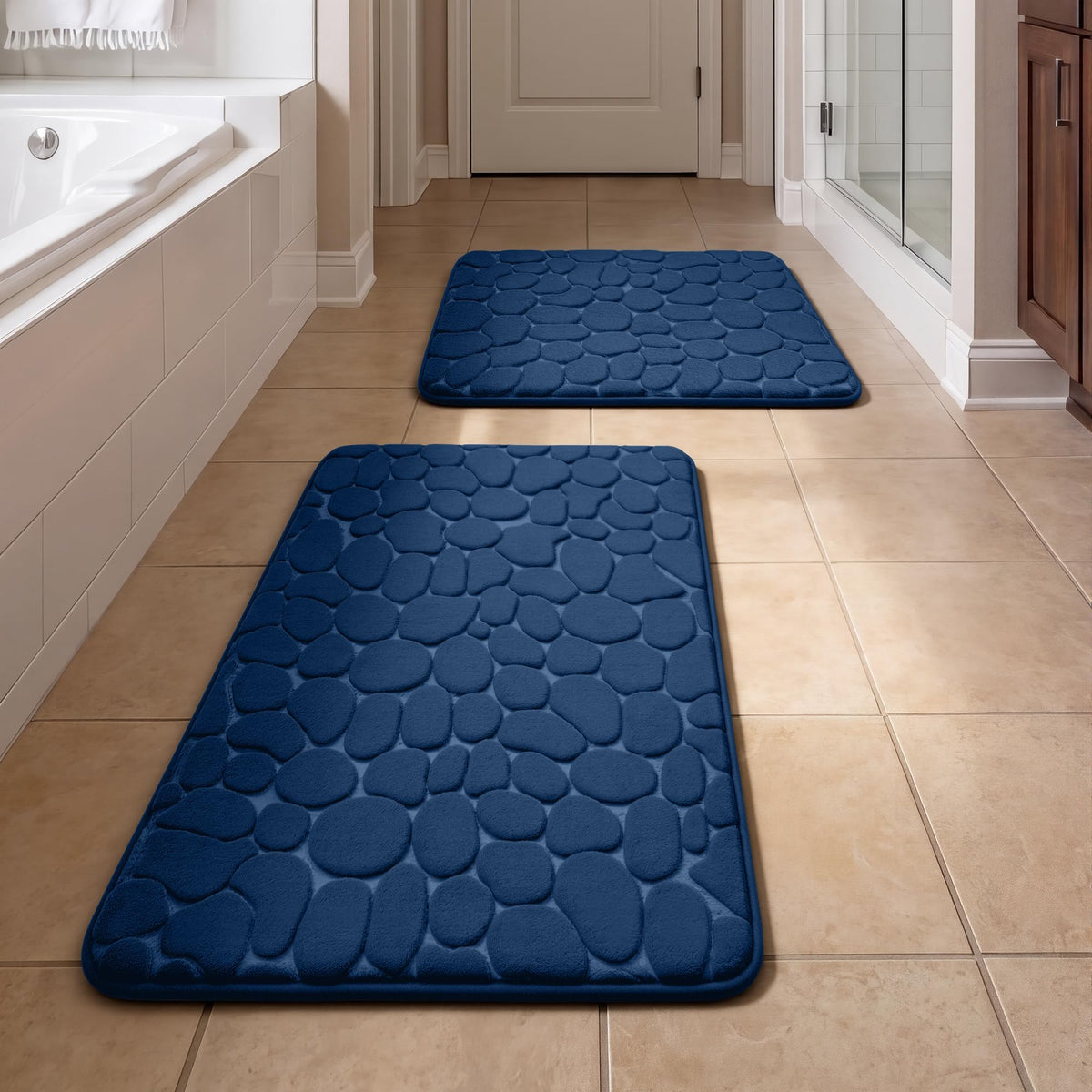 YIHOUSE Bathroom Mat Rug, Memory Foam Bath Mat, Non-Slip Bathroom Floor Mats, Cobblestone Bath Mats Absorbent Bath Rugs Washable Quick Dry (17x24,Dark Gray)