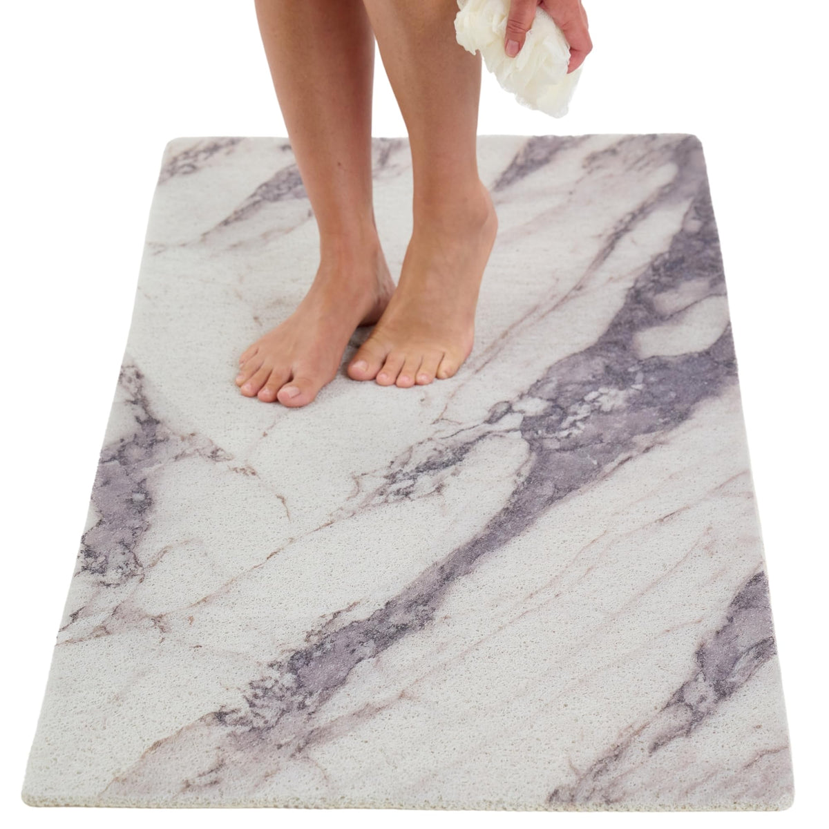 Non Slip Bathtub Mat Shower Mat for Tub - Loofah Bath Mats for Bathroom - 40x16 Bathtub Floor Mat - Textured Anti Slip Bath Mat Without Suction Cups - Secure Mat for Wet Areas (40x16 Pebble Blue)