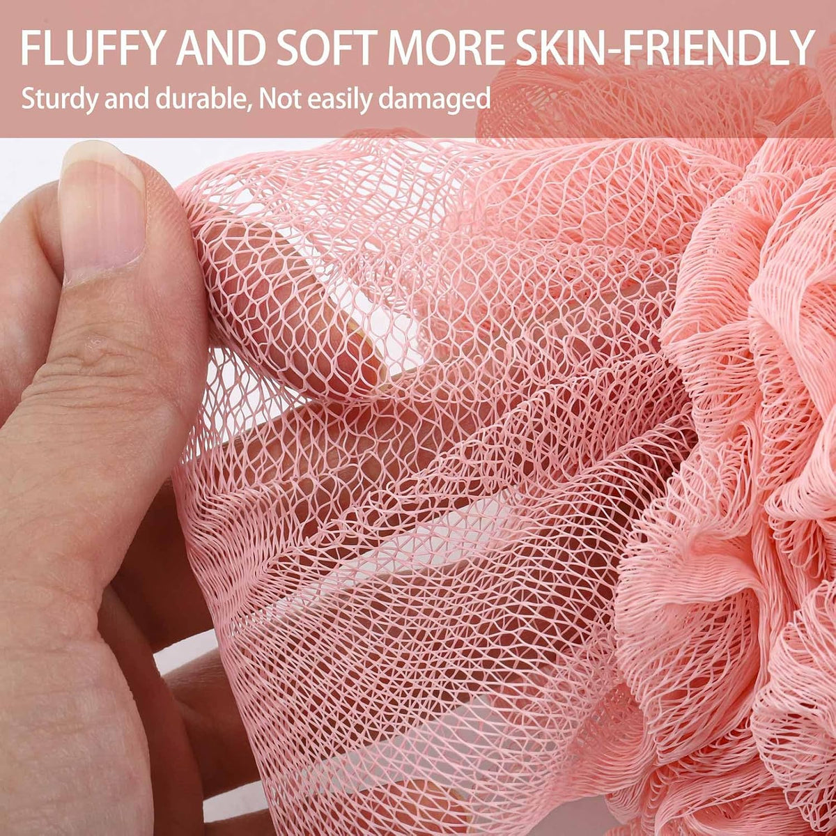 BTYMS XXL Large Loofah Bath Sponge 100g/pc, 6 Pcs Exfoliating Mesh Pouf Shower Puffs for Men and Women