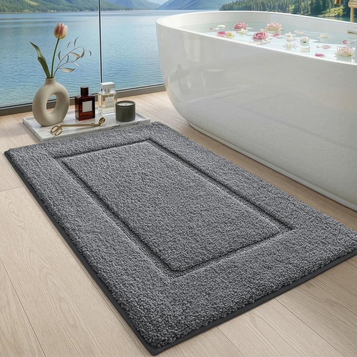 DEXI Bath Mat 24x16, Soft Absorbent Bathroom Rugs Non Slip, White