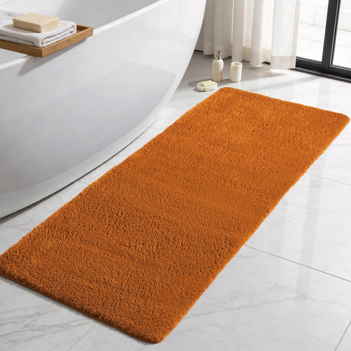 TYUU Black Bathroom Rug, Ultra Soft Bath Rugs Non Slip Washable, Super Absorbent Quick Dry Small Bath Mat with Rubber Backing for Bathroom Floor, Shower, or Sink, Black 16" x 24"