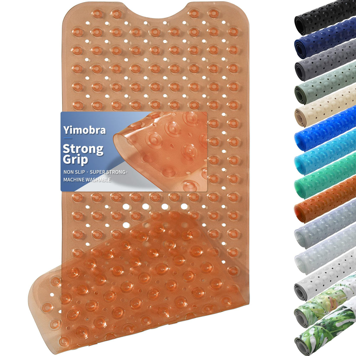 Yimobra White Non Slip Bath Mat for Tub 40x16, Extra Long Bath Tub Mat