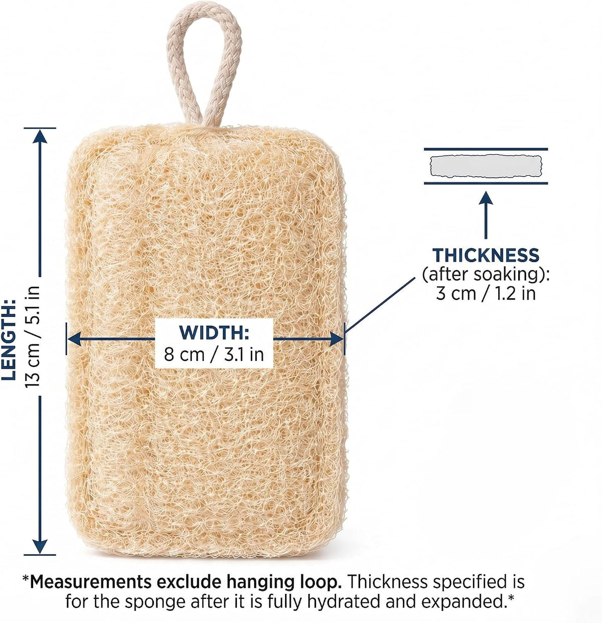 Natural Loofah Sponge for Men & Women, 2 Pack