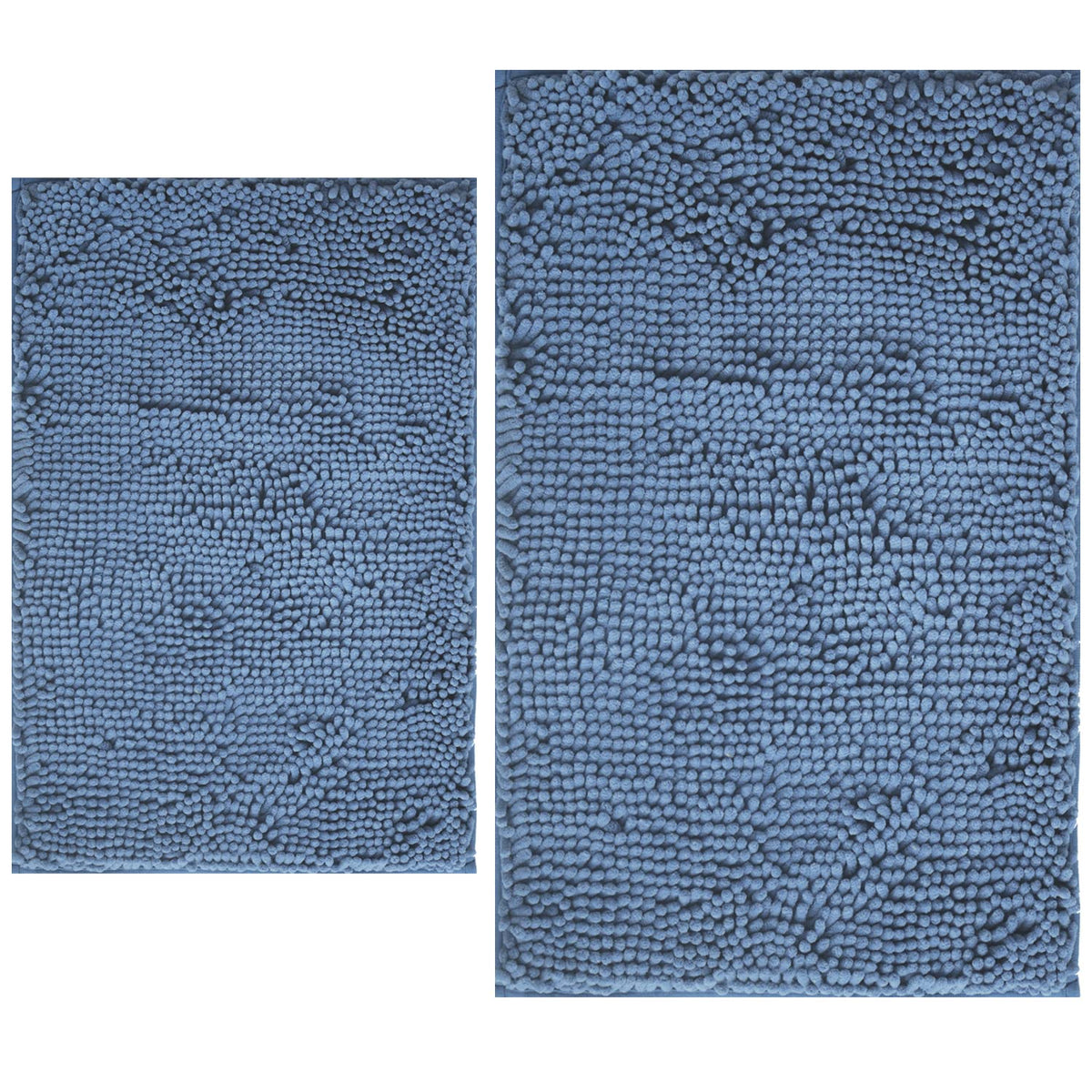 BOANKODU Bathroom Rugs Sets 2 Piece, Extra Soft Chenille Bath Mat Absorbent Bathroom Rug, Bathroom Mat with PVC Non-Slip Bottom, Machine Washable Bath Rugs (32x20 Inch + 24x16 Inch, Light Grey)