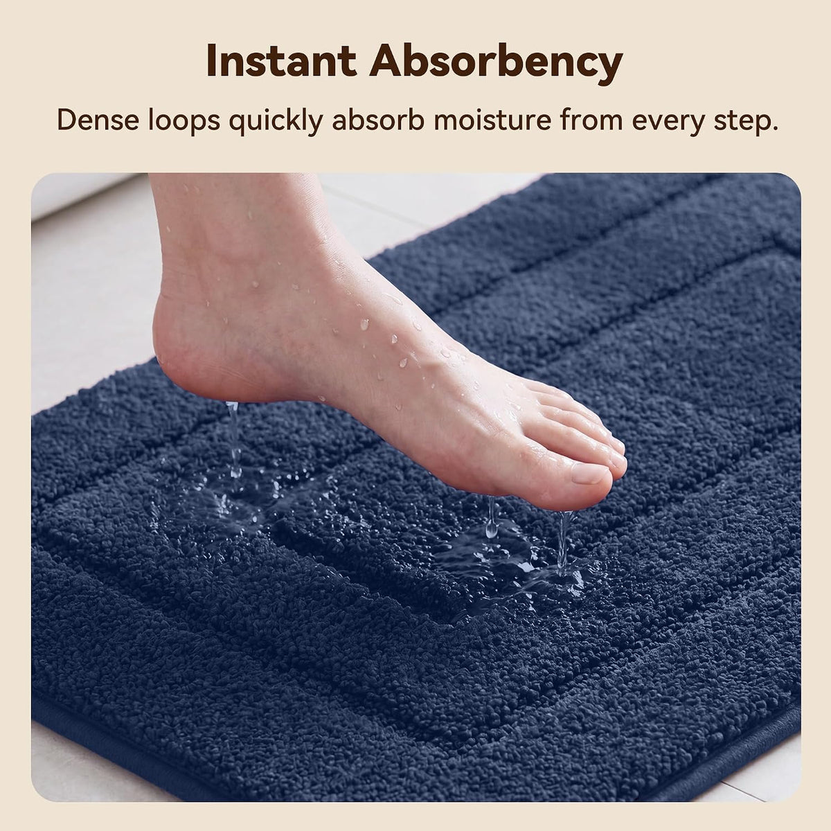GRANNY SAYS Blue Bathroom Rug 16" x 24", Non-Slip Microfiber Bath Mat