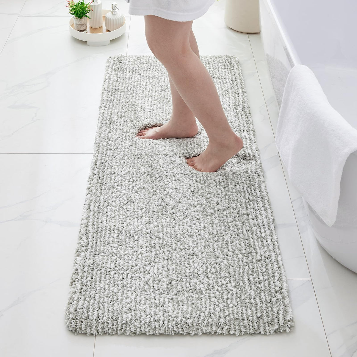 Microfiber Bathroom Rugs 24x17 Absorbent Soft Non Slip, Blue