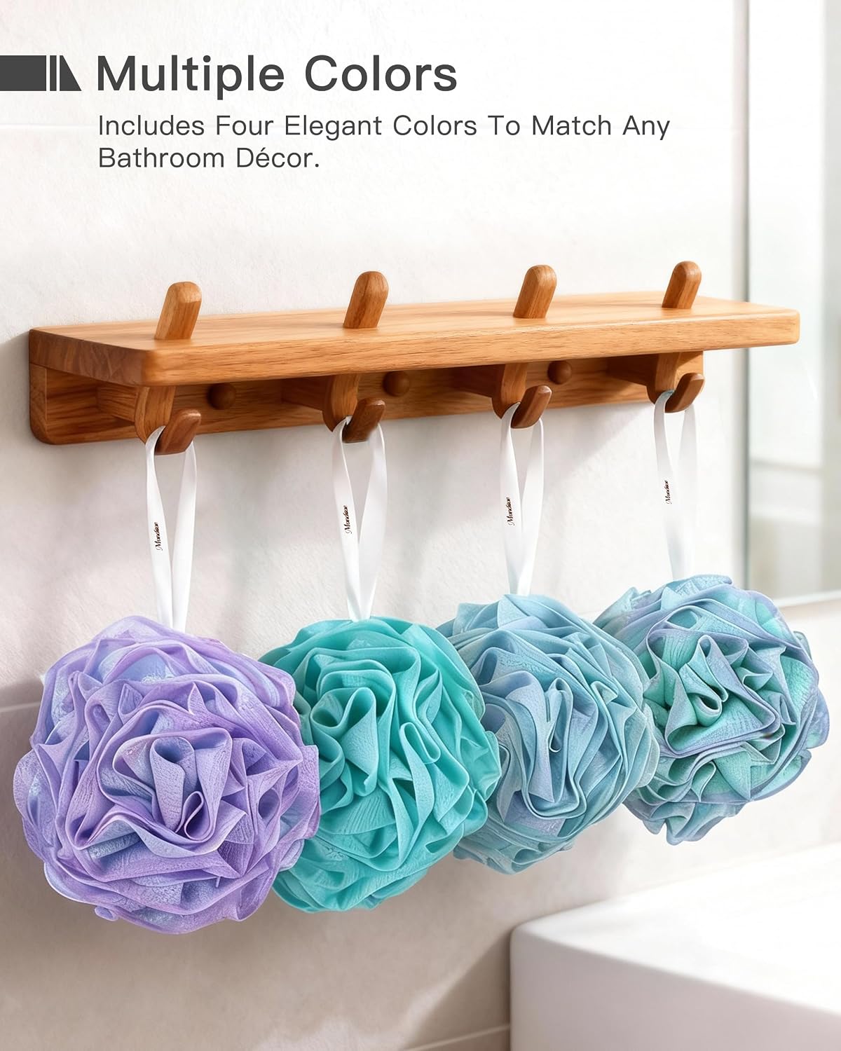 Loofah Bath Sponge, Large Exfoliating Body Scrubber, 4-Piece Loofa Set