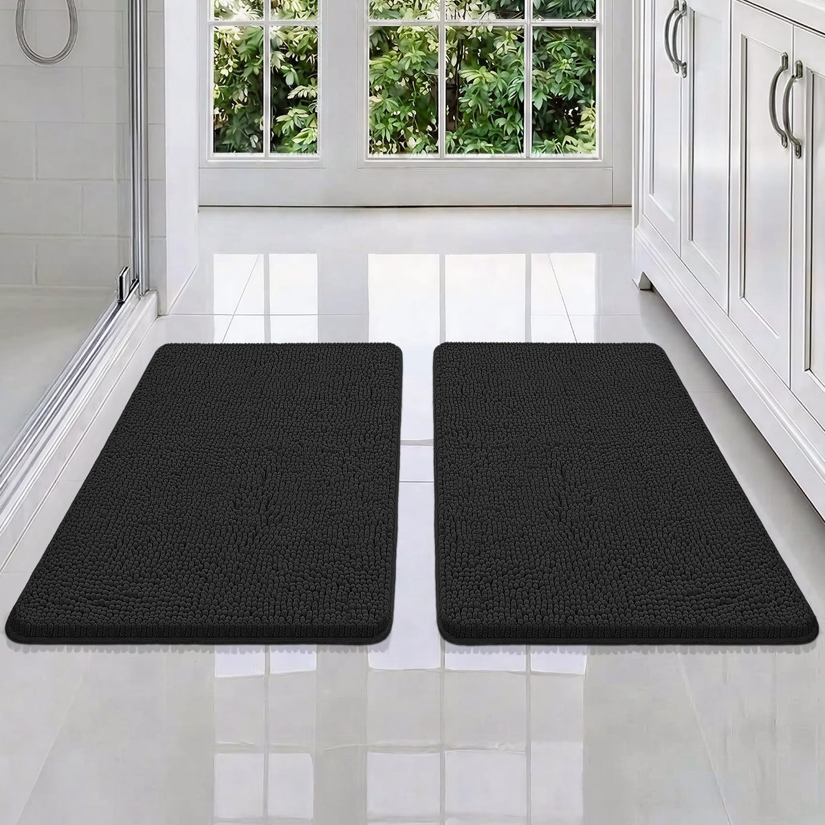 Bcoimo Small Bath Rug Mat,Chenille Extra Soft Navy Bathroom Mats for Floor