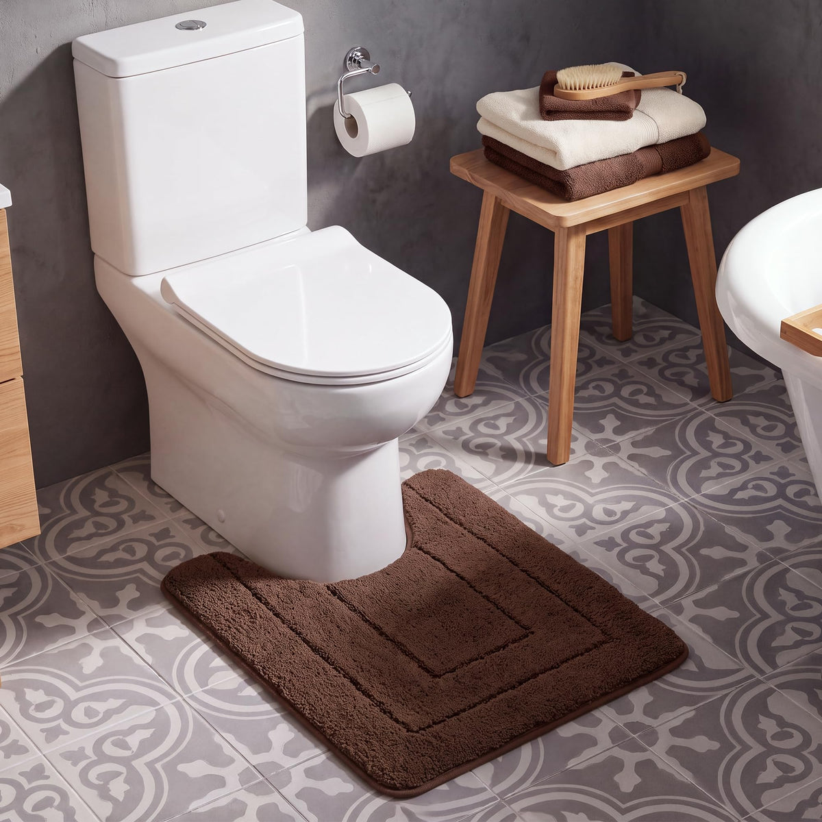 GRANNY SAYS Blue Bathroom Rug 16" x 24", Non-Slip Microfiber Bath Mat