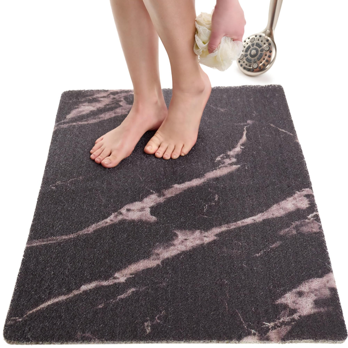 Non Slip Bathtub Mat Shower Mat for Tub - Loofah Bath Mats for Bathroom - 40x16 Bathtub Floor Mat - Textured Anti Slip Bath Mat Without Suction Cups - Secure Mat for Wet Areas (40x16 Pebble Blue)