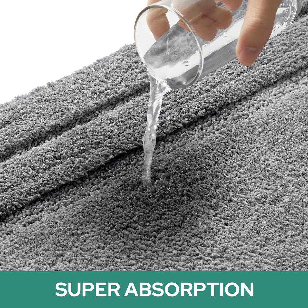 HOMEIDEAS Grey Bathroom Rugs Set of 3, Non Slip Bath Mats