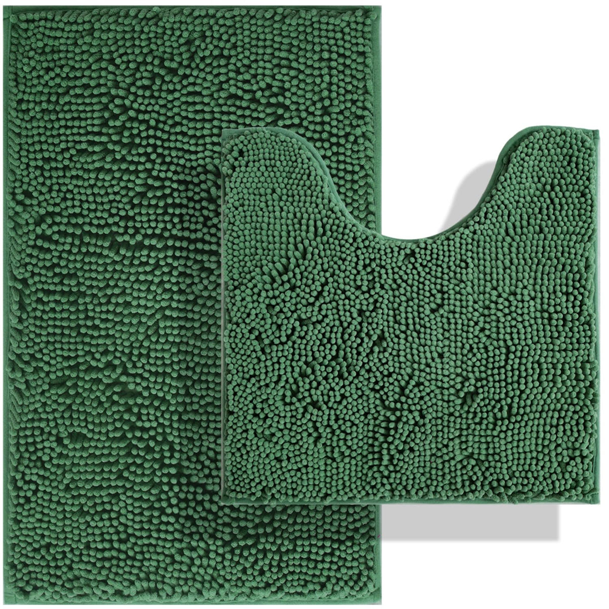 BOANKODU Bathroom Rugs Sets 2 Piece, Extra Soft Chenille Bath Mat Absorbent Bathroom Rug, Bathroom Mat with PVC Non-Slip Bottom, Machine Washable Bath Rugs (32x20 Inch + 24x16 Inch, Light Grey)