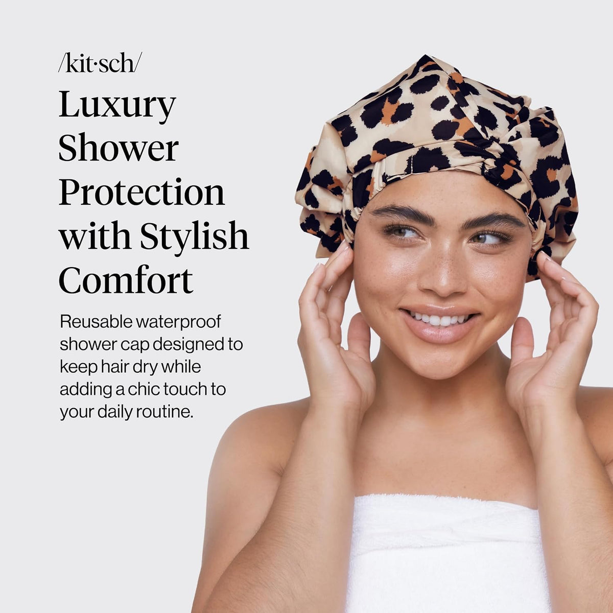 Kitsch Luxury Large Shower Cap for Women - Leopard
