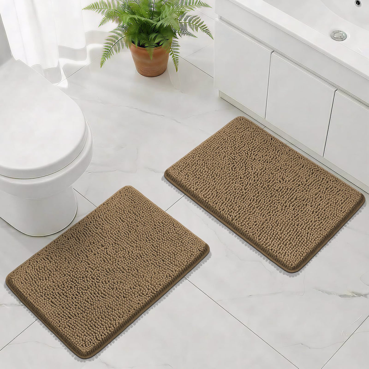 Bcoimo Small Bath Rug Mat,Chenille Extra Soft Navy Bathroom Mats for Floor