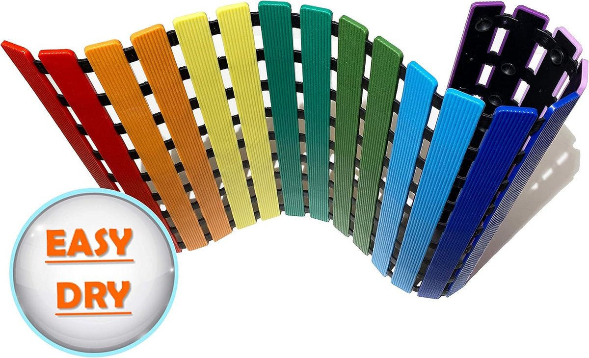 Non Slip Bathtub Mat | Double-Layered Shower Floor Mat with Suction Cups | EZ-Dry Construction | Non-Toxic, BPA, Latex, Phthalate, PVC Free (Rainbow)