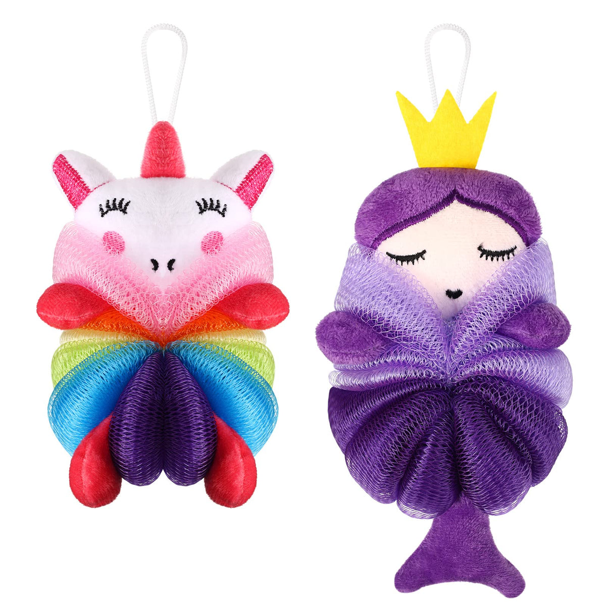 Nuenen 2 Pcs Kids Bath Loofahs, Shark, Monster