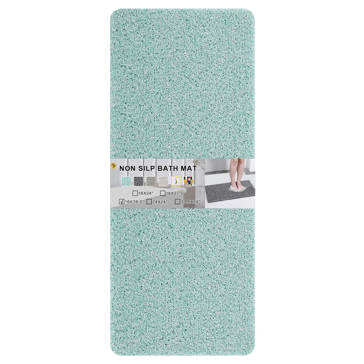 Nonslip Bathtub Mat, Anti Slip Bath Mat 0.6" Extra Thick, Quick Dry Bath Tub Anti Slip Shower Mat, Loofah Non-Slip Bath Mat for Tub Bathroom Pool Kitchen Entryway Home Hotel(Light Gray 16x27)