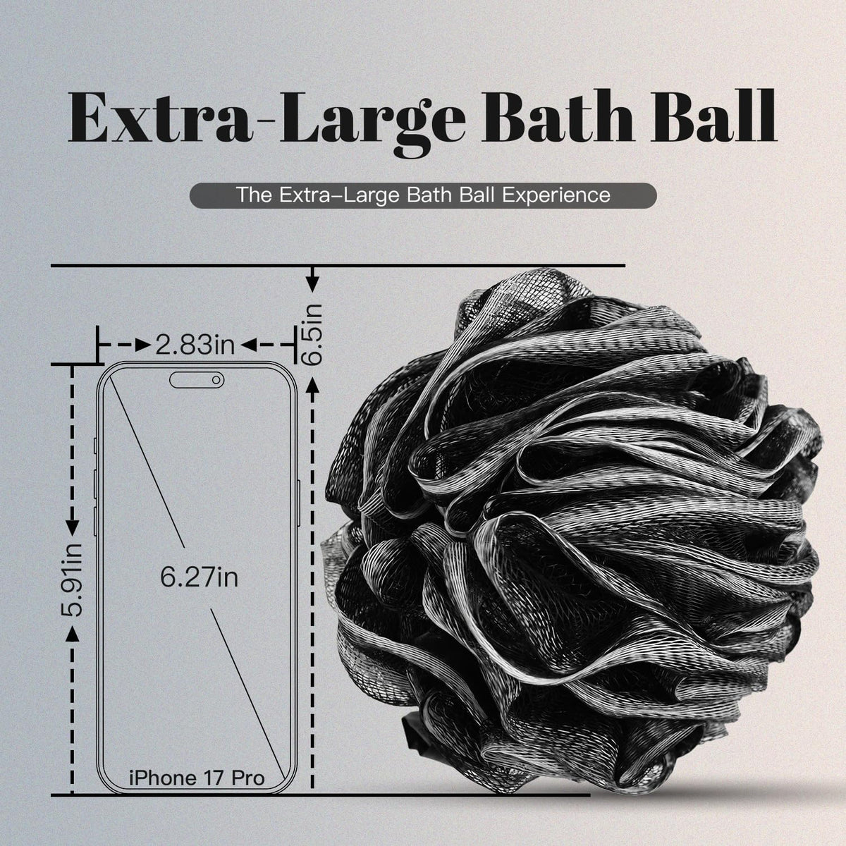 Charcoal 100g Loofah Sponge, Loofah with Hanging Loop 4 pcs, XXXL Mesh Black Bath Sponge Puff Set, Exfoliating & Soothing Shower Loofah for Men – Back & Body Bath Sponge