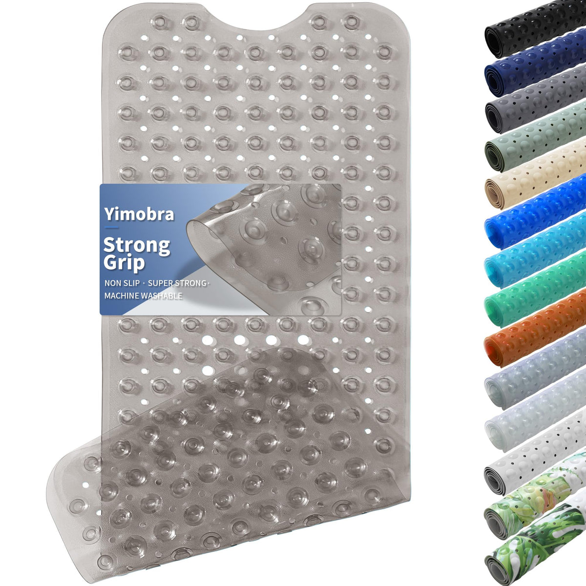 Yimobra White Non Slip Bath Mat for Tub 40x16, Extra Long Bath Tub Mat