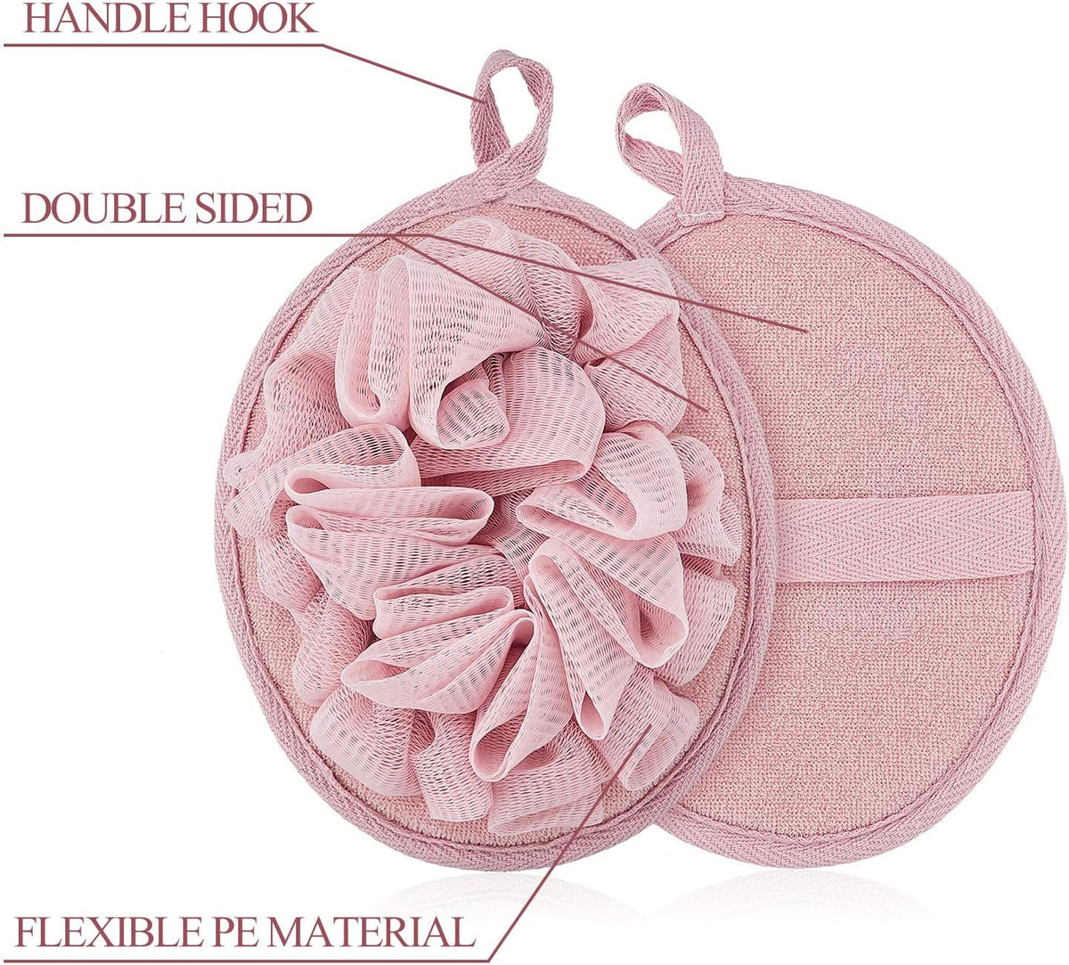 Boao 6 Pcs Bath Shower Pouf Sponge Mesh Pouf Shower Ball Exfoliating Body Sponge Pad Scrubber Glove with Flower Bath Ball (Multi-Color)