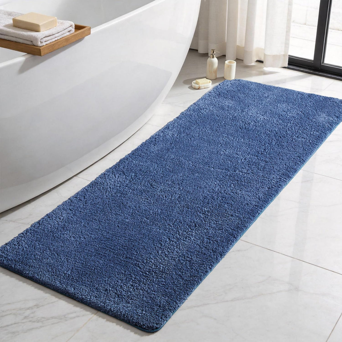 TYUU Black Bathroom Rug, Ultra Soft Bath Rugs Non Slip Washable, Super Absorbent Quick Dry Small Bath Mat with Rubber Backing for Bathroom Floor, Shower, or Sink, Black 16" x 24"