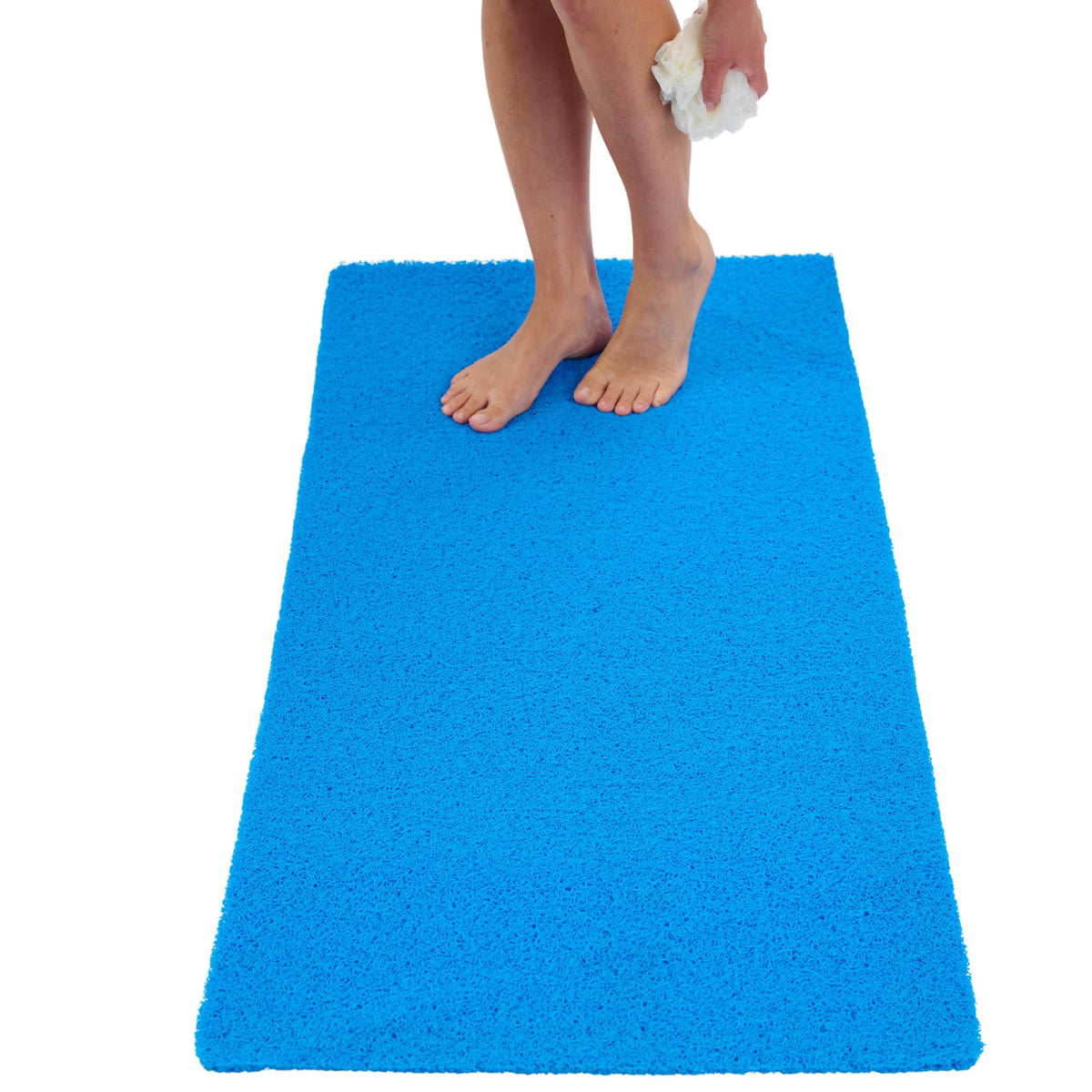 Non Slip Bathtub Mat Shower Mat for Tub - Loofah Bath Mats for Bathroom - 40x16 Bathtub Floor Mat - Textured Anti Slip Bath Mat Without Suction Cups - Secure Mat for Wet Areas (40x16 Pebble Blue)