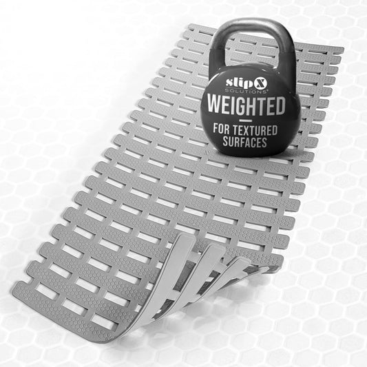 SlipX Solutions 31"x15" Weighted Non Slip Bath Mat for Textured Tubs, Gray