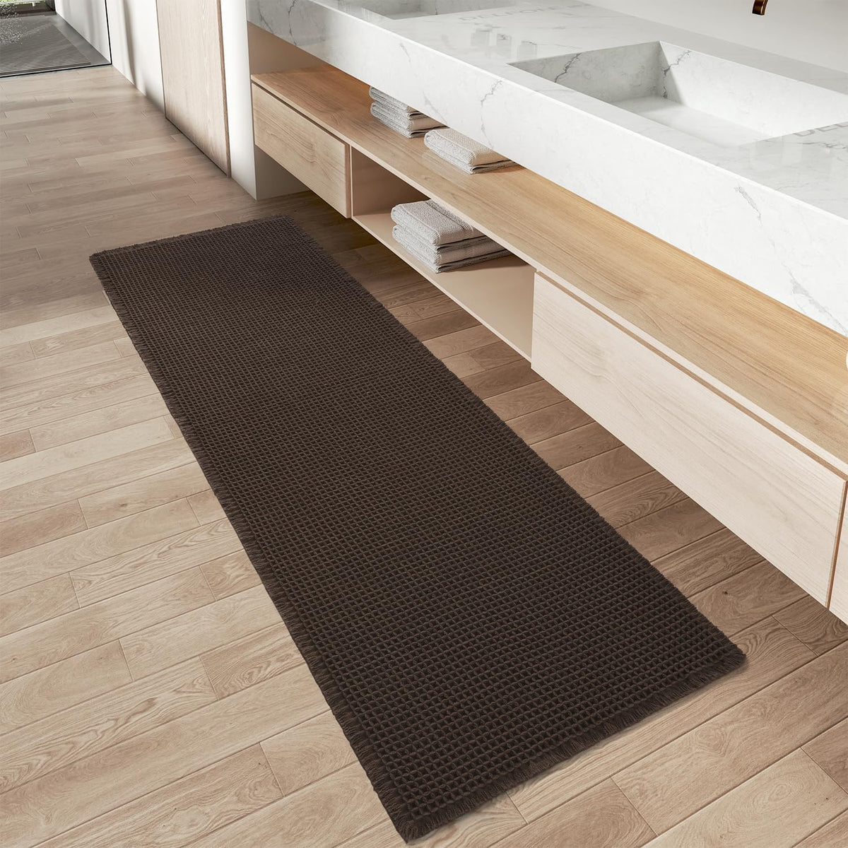 Upgraded Waffle Bath Mat Ultra Absorbent Non Slip Bathroom Mat, 18" x 30"