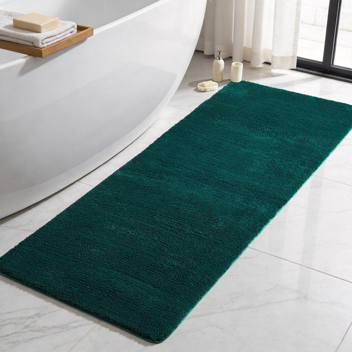 TYUU Black Bathroom Rug, Ultra Soft Bath Rugs Non Slip Washable, Super Absorbent Quick Dry Small Bath Mat with Rubber Backing for Bathroom Floor, Shower, or Sink, Black 16" x 24"