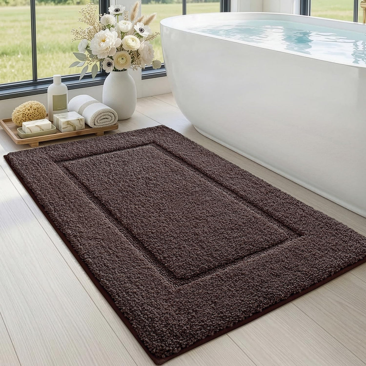 DEXI Bath Mat 24x16, Soft Absorbent Bathroom Rugs Non Slip, White