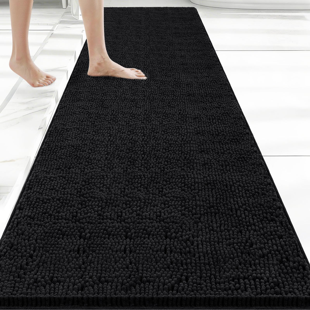 Bcoimo Small Bath Rug Mat,Chenille Extra Soft Navy Bathroom Mats for Floor