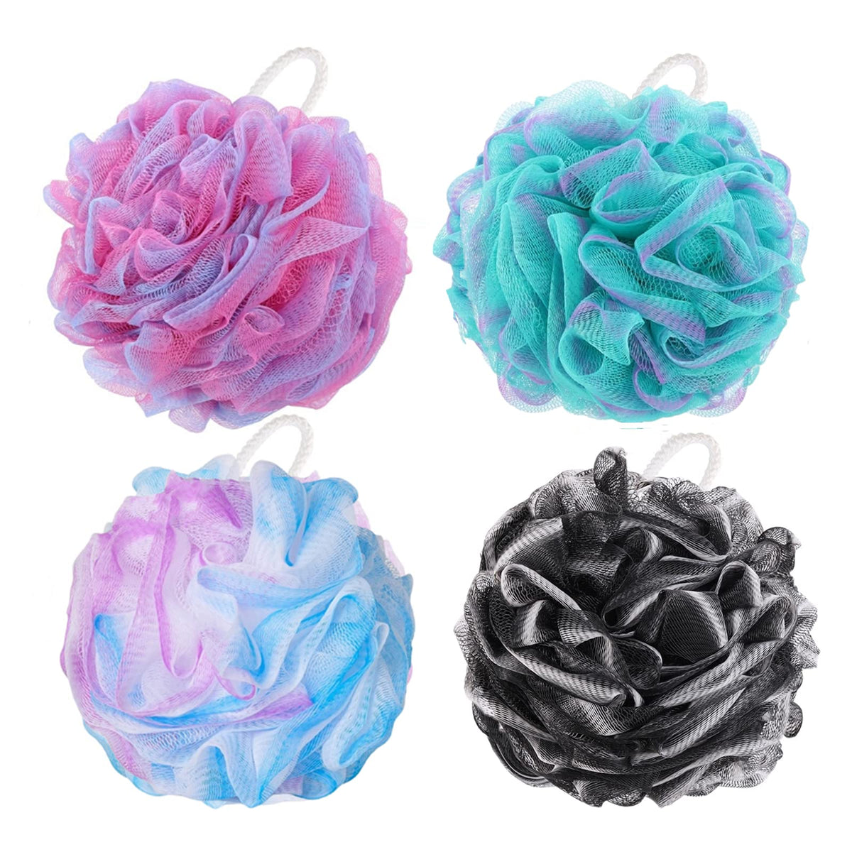 BTYMS 6 Pcs Shower Pouf 60g Bath Loofah Shower Sponge Loofahs Exfoliating Mesh Puff Body Wash Sponge