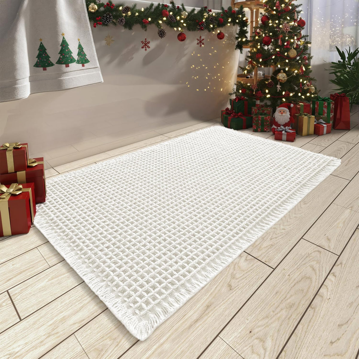 Upgraded Waffle Bath Mat Ultra Absorbent Non Slip Bathroom Mat, 18" x 30"