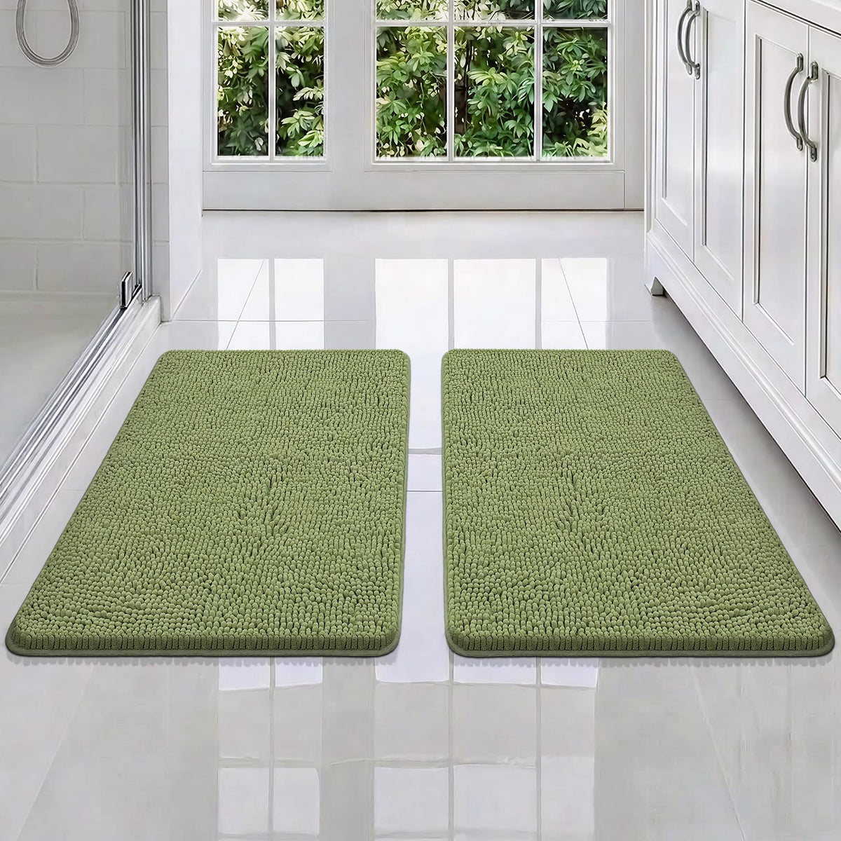 Bcoimo Small Bath Rug Mat,Chenille Extra Soft Navy Bathroom Mats for Floor