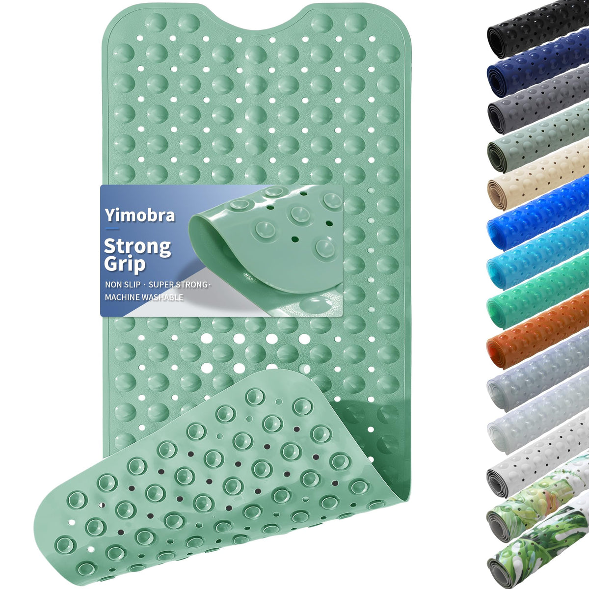 Yimobra White Non Slip Bath Mat for Tub 40x16, Extra Long Bath Tub Mat