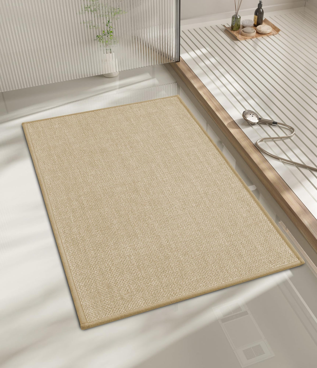 chakme Bathroom Rugs Mat 24x17, Ultra Thin Non Slip Bath Mat Small Quick Dry Absorbent Bath Mat for Bathroom Floor, (Black, 24"x17")