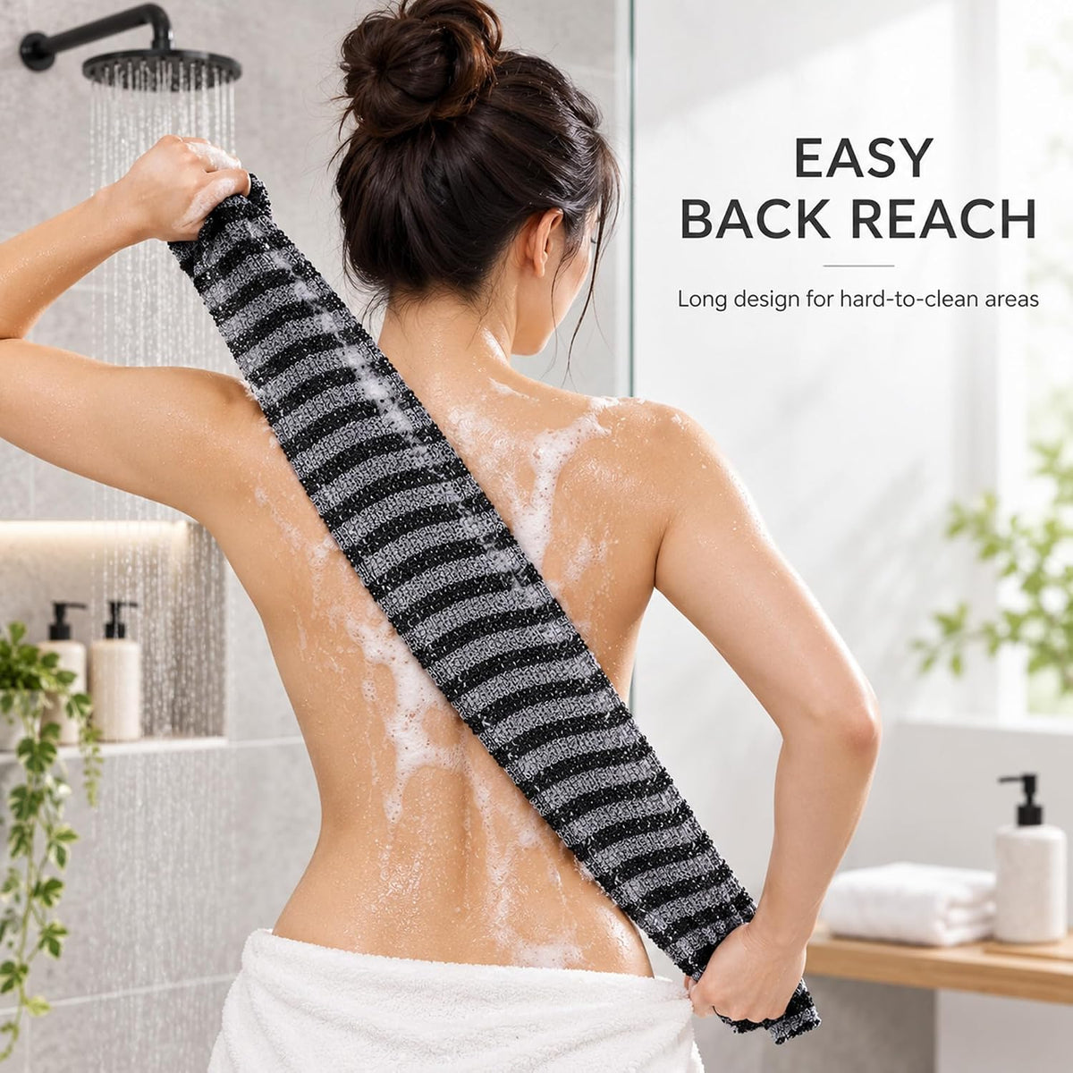 Yiclick Exfoliating Washcloth Towel, Back Scrubber for Shower for Women, Exfoliating Body Scrubber, Loofah Sponge Wash Cloth, Korean Japanese Exfoliating Shower Towel, Exfoliator Washer for Bath