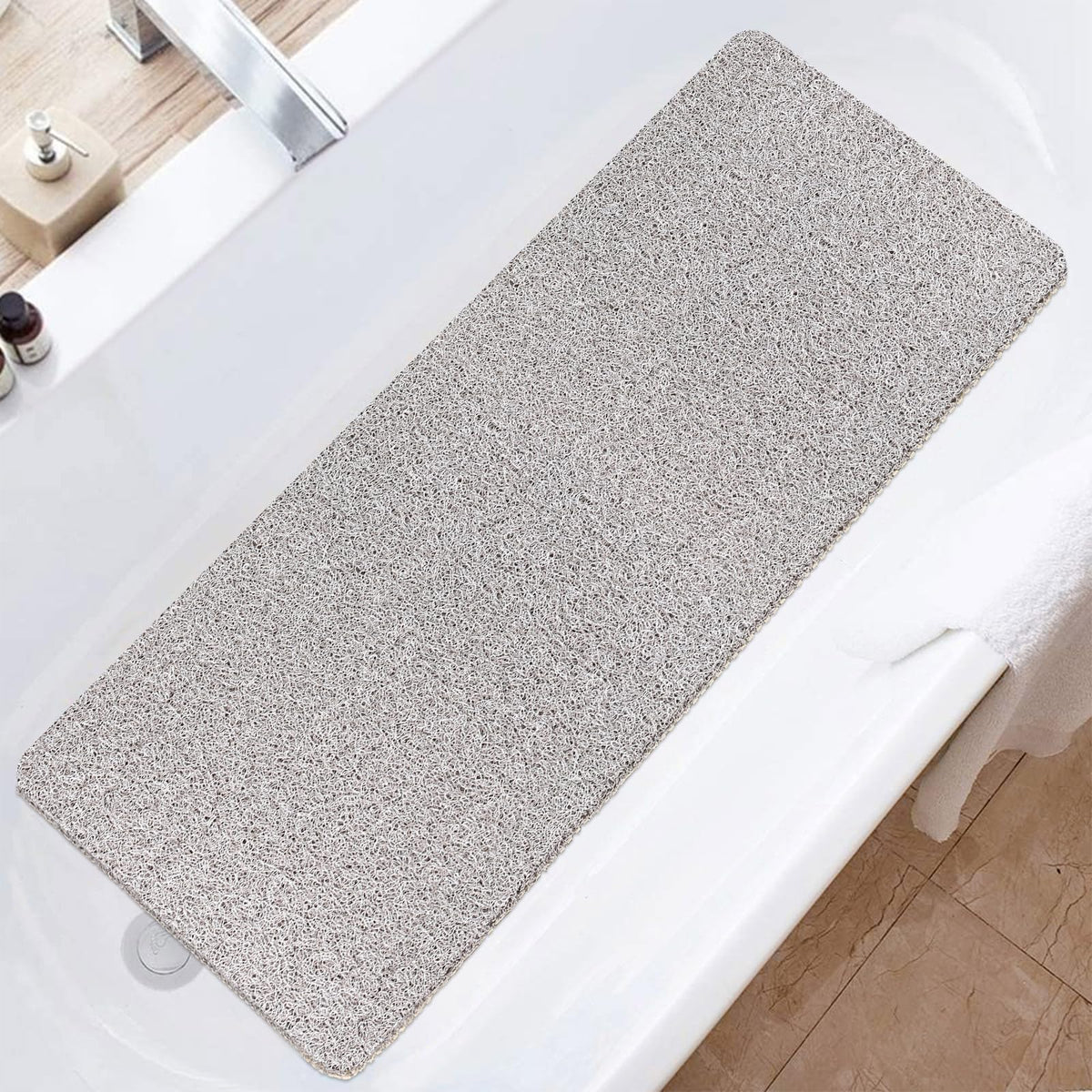 Shower Mat Non-Slip, Soft Comfort Bath Mat with Drainage Holes, PVC Loofah Massage Bathtub Mat for Shower, Tub, Bathroom, Wet Areas, Quick Drying