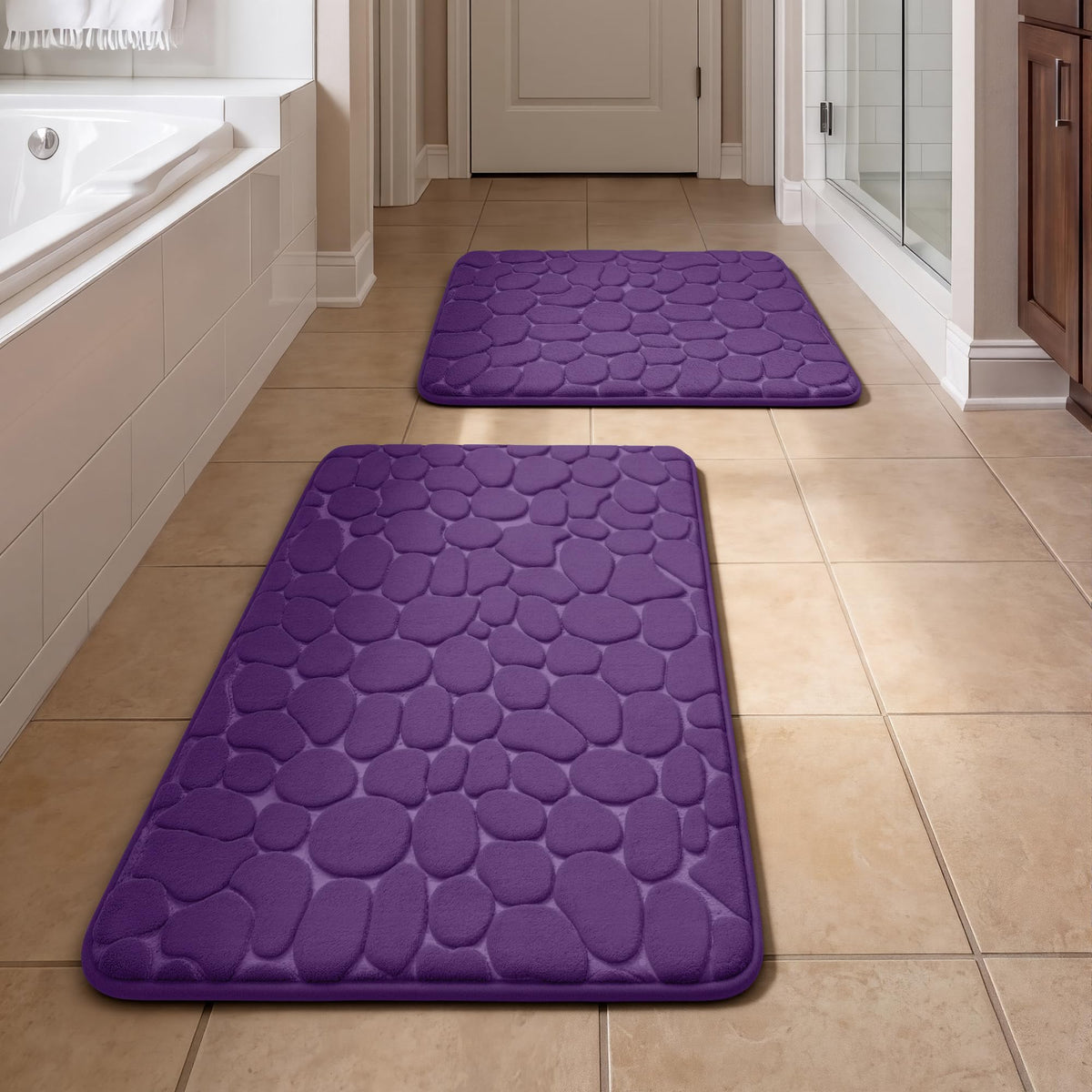 YIHOUSE Bathroom Mat Rug, Memory Foam Bath Mat, Non-Slip Bathroom Floor Mats, Cobblestone Bath Mats Absorbent Bath Rugs Washable Quick Dry (17x24,Dark Gray)