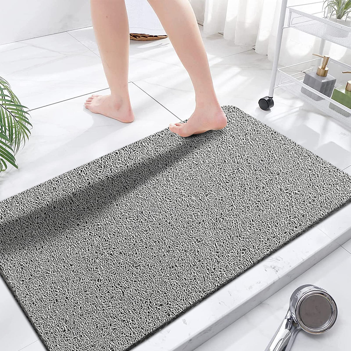 godehone Shower Mats Non Slip Without Suction Cups, PVC Loofah Bathroom Mats, Loofah Mats for Shower and Bathroom, Quick Drying, 15.7× 36 Inch, Beige