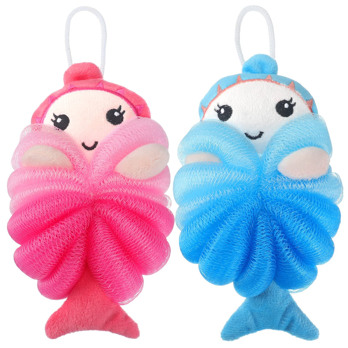 Nuenen 2 Pcs Kids Bath Loofahs, Shark, Monster