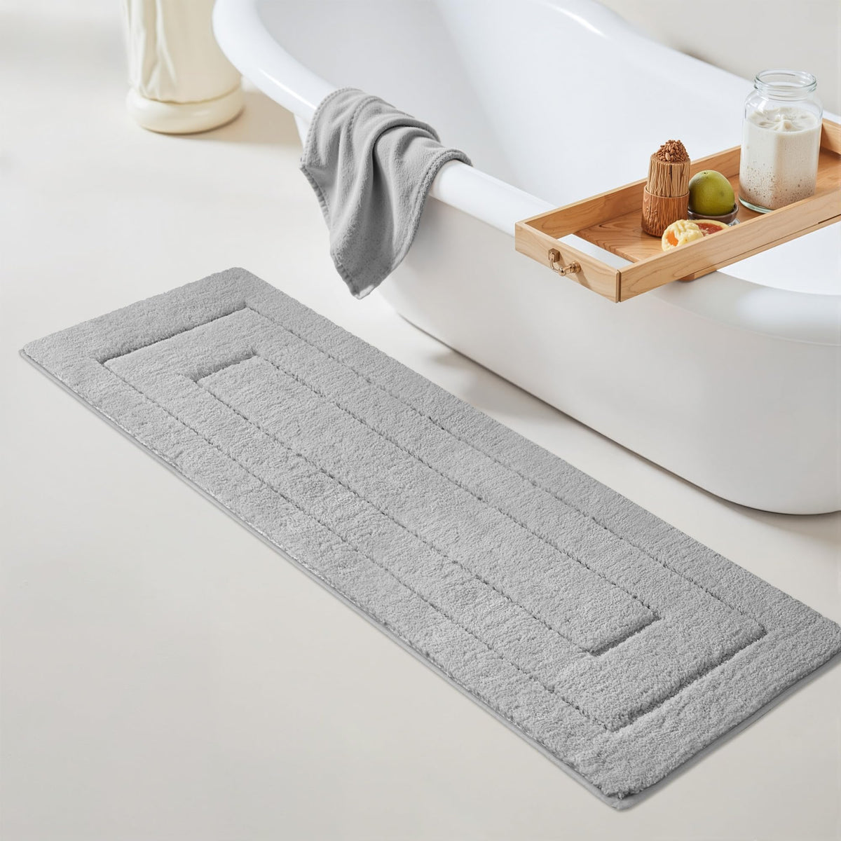 GRANNY SAYS Blue Bathroom Rug 16" x 24", Non-Slip Microfiber Bath Mat