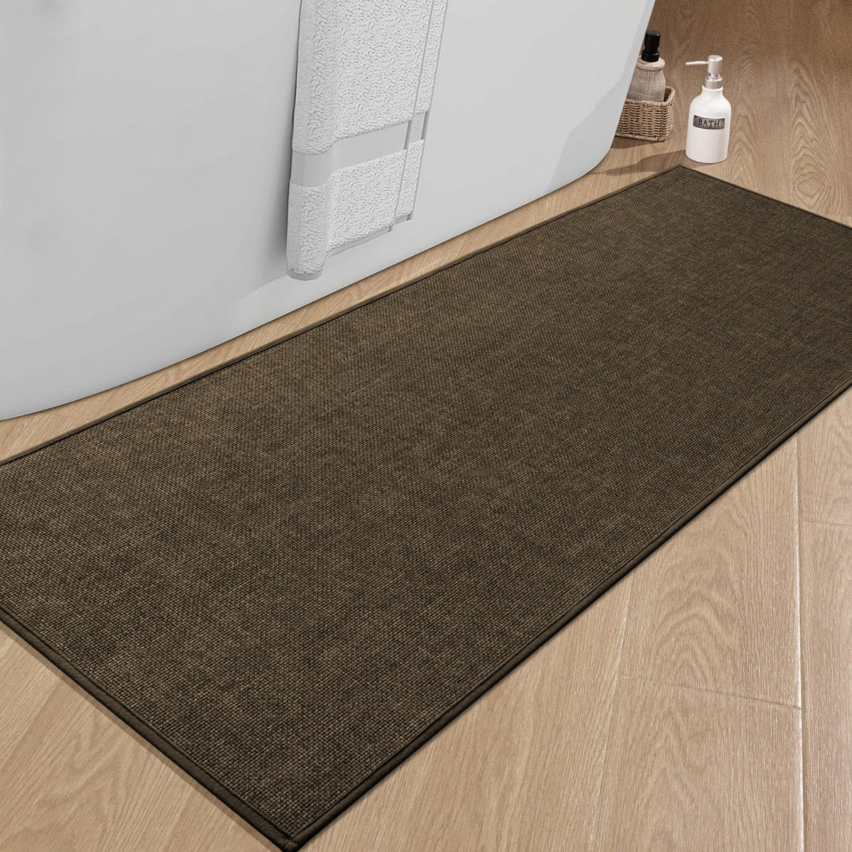 chakme Bathroom Rugs Mat 24x17, Ultra Thin Non Slip Bath Mat Small Quick Dry Absorbent Bath Mat for Bathroom Floor, (Black, 24"x17")