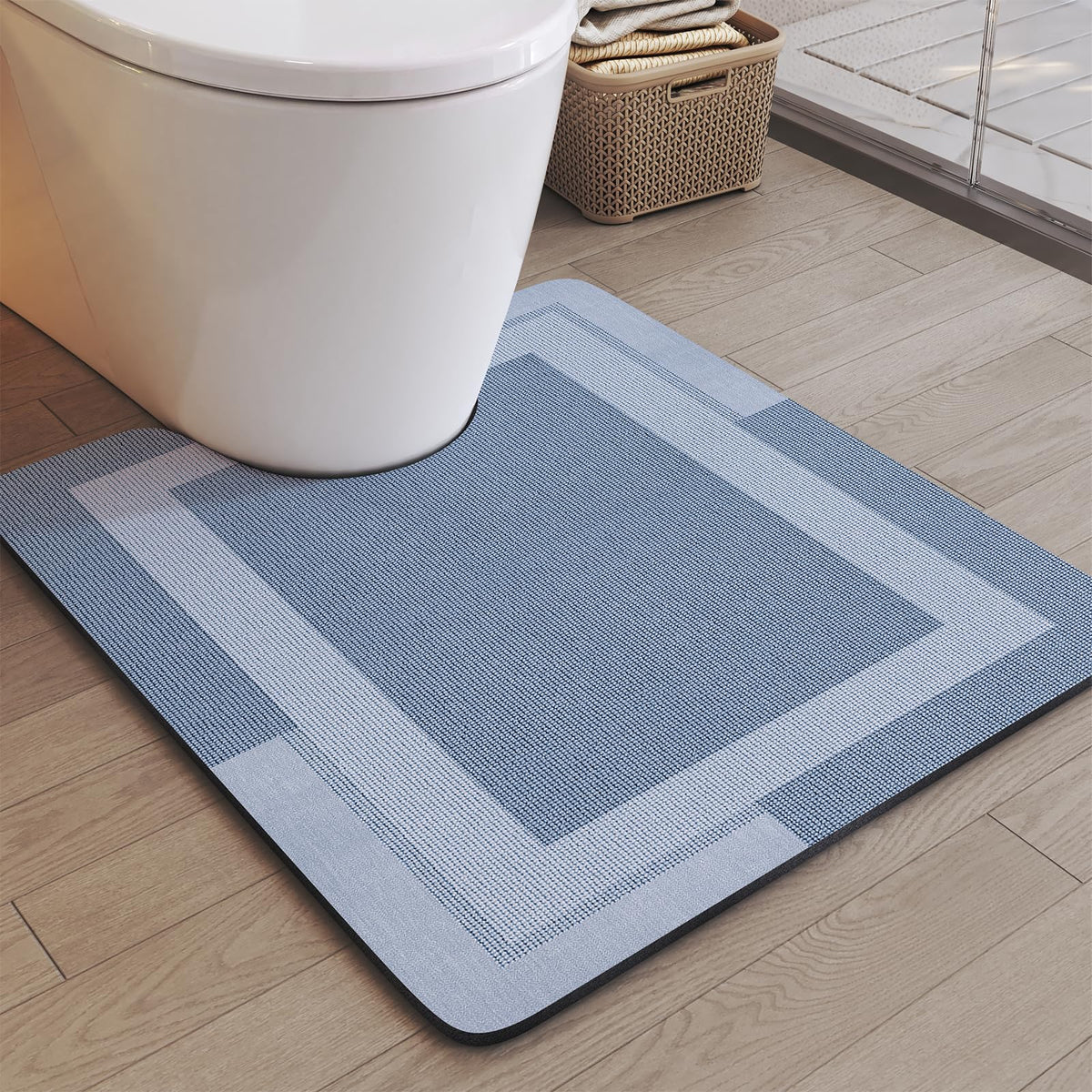 YDKGL Non Slip Bath Mat Thin Bathroom Rugs Fit Under Door Grey 16"x 24"